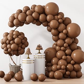 RUBFAC 129pcs Brown Balloons Different Sizes 18 12 10 5 Inches for Garland Arch Kit, Premium Boho Coffee Brown Latex Balloon for Birthday Party Graduation Wedding Anniversary Baby Shower Decoration