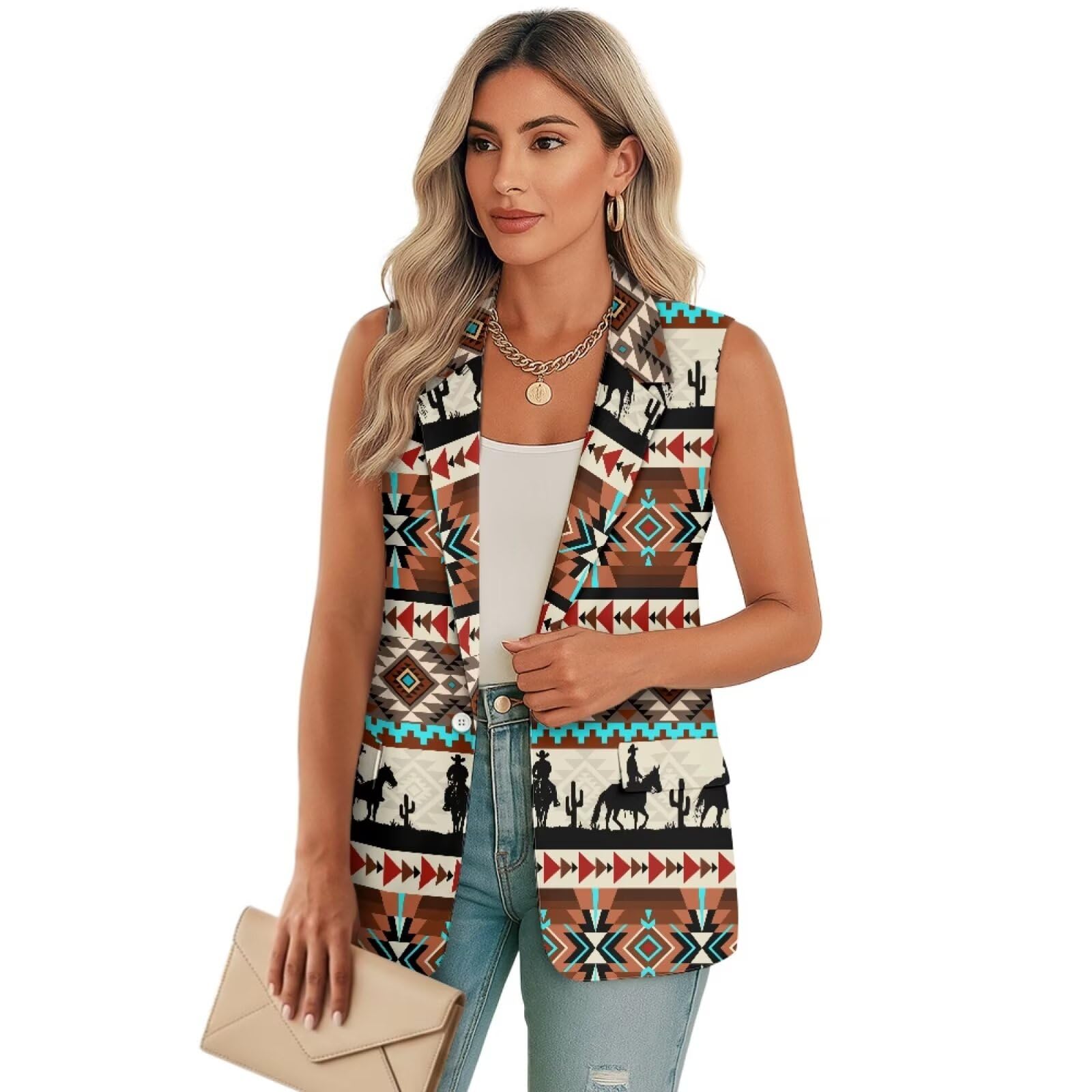 Womens Vest Suit Sleeveless Open Front Casual Business Blazer Jacket with Pockets Waistcoat Tops