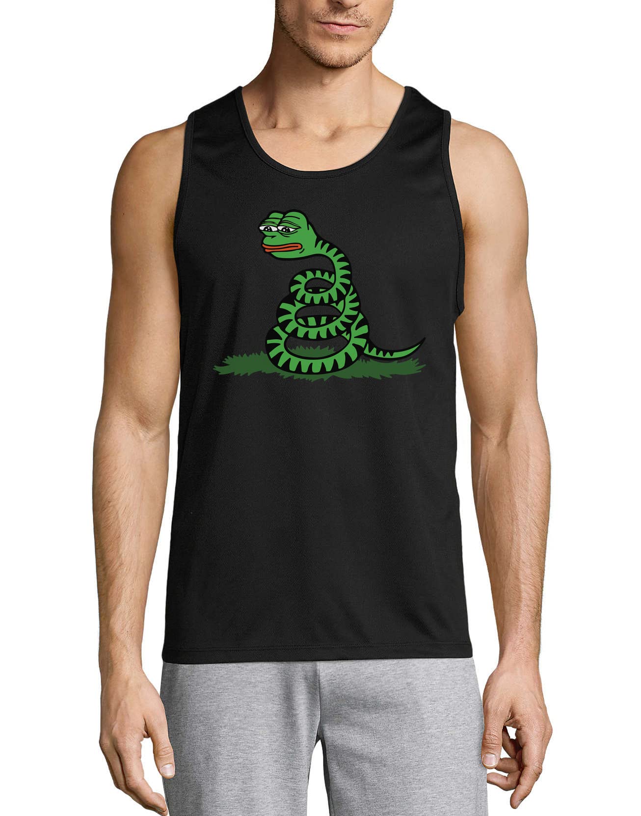 Gadsden Pepe The Frog Don't Tread On Me Memes męska bawełniana koszulka bez rękawów czarna, Czarny, XXL