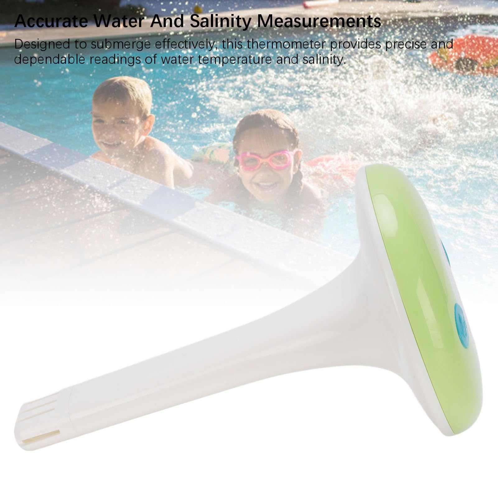 Pyhodi Termometro da 2 su 1 Piscina Solare, Tester di qualità dell'Acqua di salinità Digitale Facile da Lettura Galleggiante per Piscine Vasca Idromassaggio, Termometri per Kit di Test