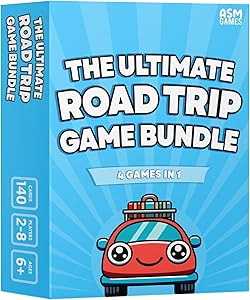 ASM GAMES The Ultimate Road Trip Game Bundle, a 4-in-1 Car Game for Kids and Adults, Filled with Must-Have Travel Activities and Road Trip Activities