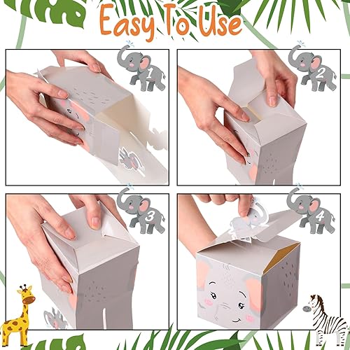Miniatura 3 de Outus 48 cajas de recuerdos de fiesta de animales de safari, decoraciones de fiesta de safari de animales de la selva, cajas de regalo para