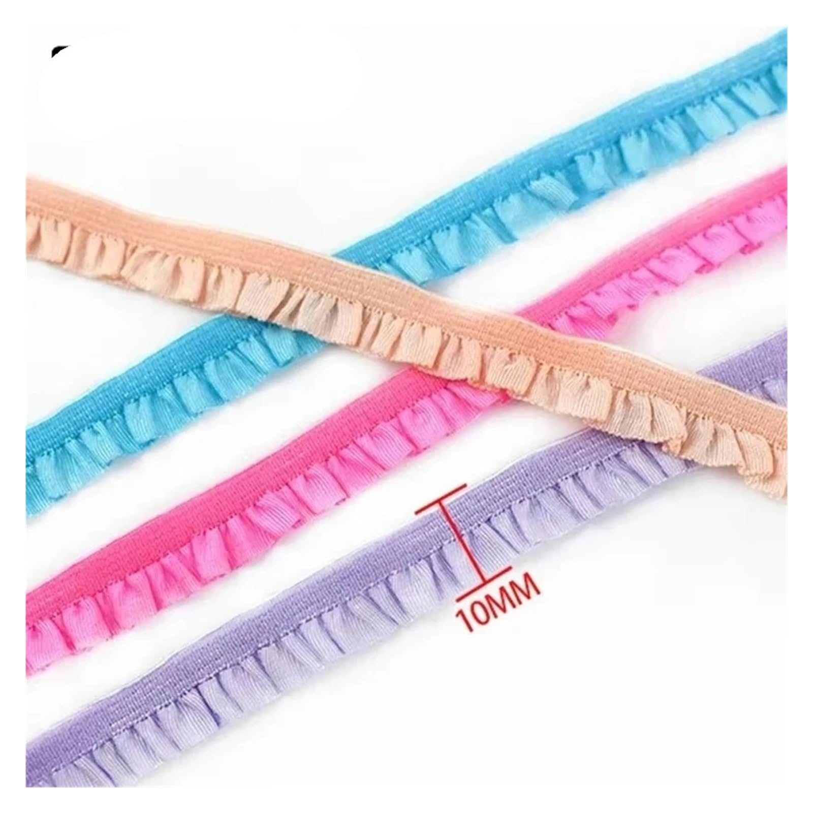 Elastici da 10 mm Fascia Elastica in Pizzo Pieghettato Abito for Indumenti Nastro Elasticizzato Abbigliamento Elastici Corda Accessori for Cucire Fai-da-Te(Black,60Meters)