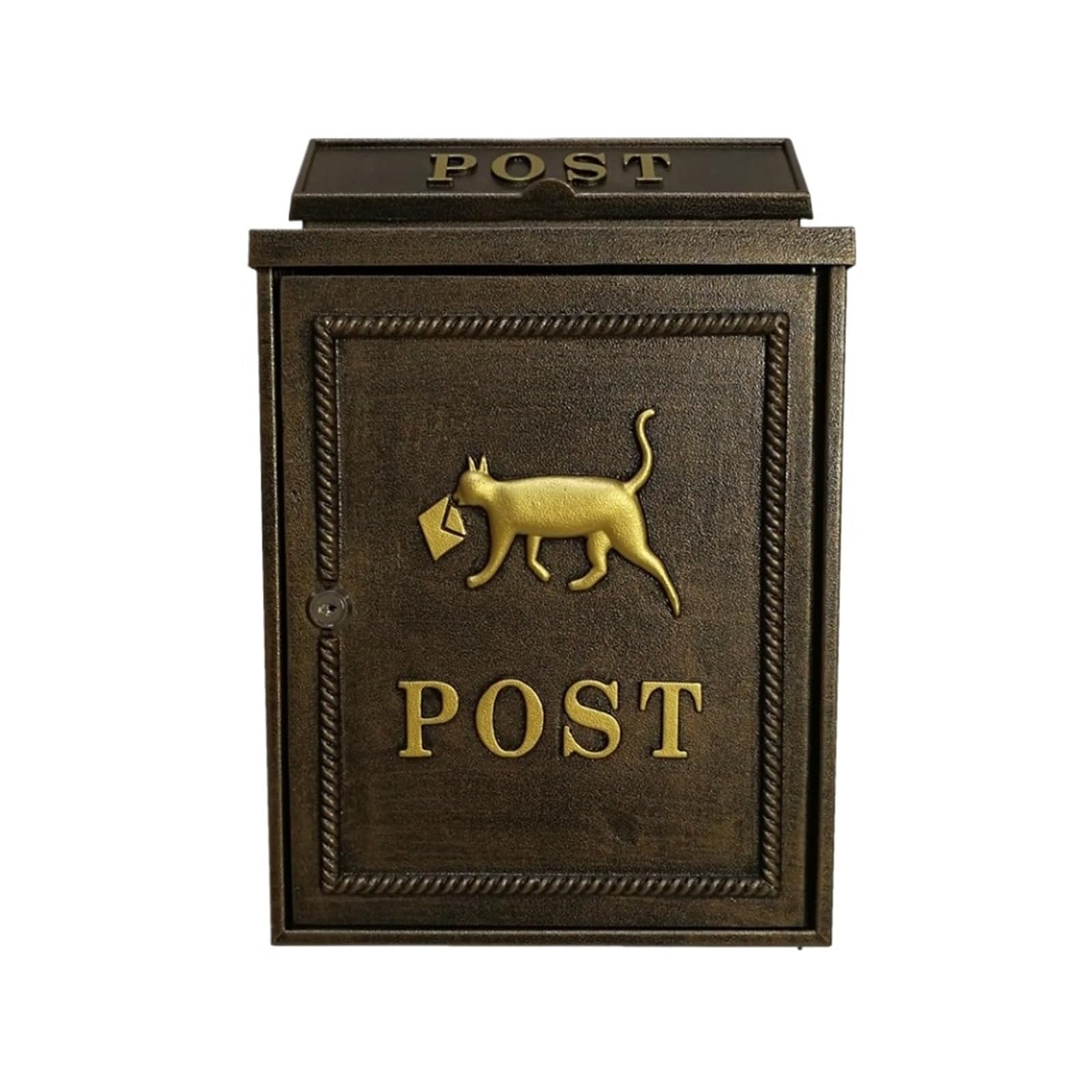 Vintage Letter Box Mailbox Outside Wall Mount Locking Mailbox With Sturdy Key Lock Outdoor Security Post Box Outdoor Lockable(Bruin)