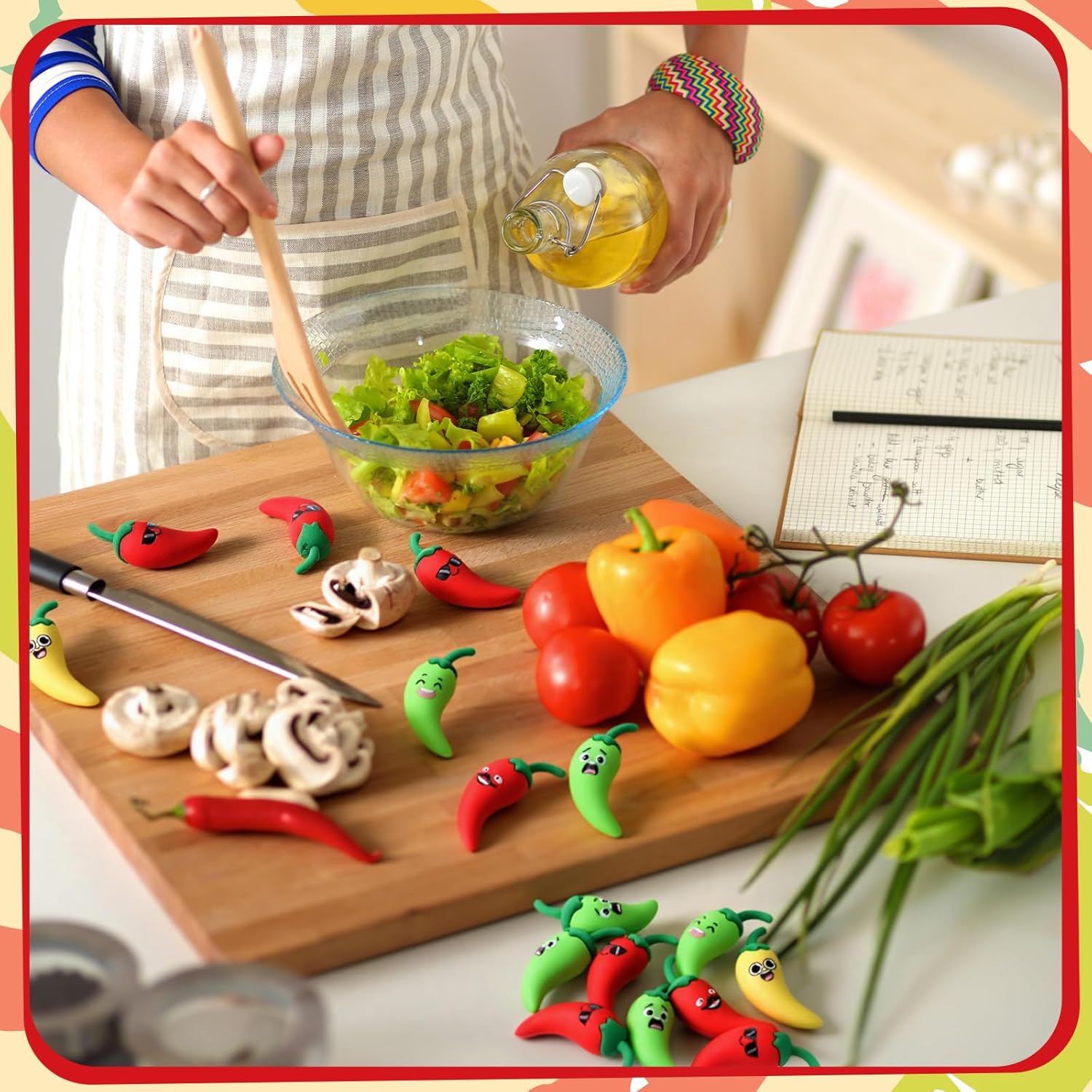 100 Pcs Mini Chili Pepper Figurines to Chili Festival Party Little Fake Hot Peppers Figures Small Jalapenos Statue for Spicy Cook Off Decorations Kitchen Table Decor Gifts School Prizes