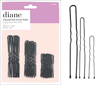 Diane Crimped Black Hair Pins Bulk 100 Pack Assorted Sizes Jumbo 3", Large 2.5", Small 1.75" - Secure Hold Ball Tips D475