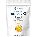 Micro Ingredients Omega 3 Fish Oil Supplements 3,000mg Per Serving, 240 Softgels | Lemon Flavored - Burpless | EPA 540mg + DHA 360mg | Deep Sea Fish