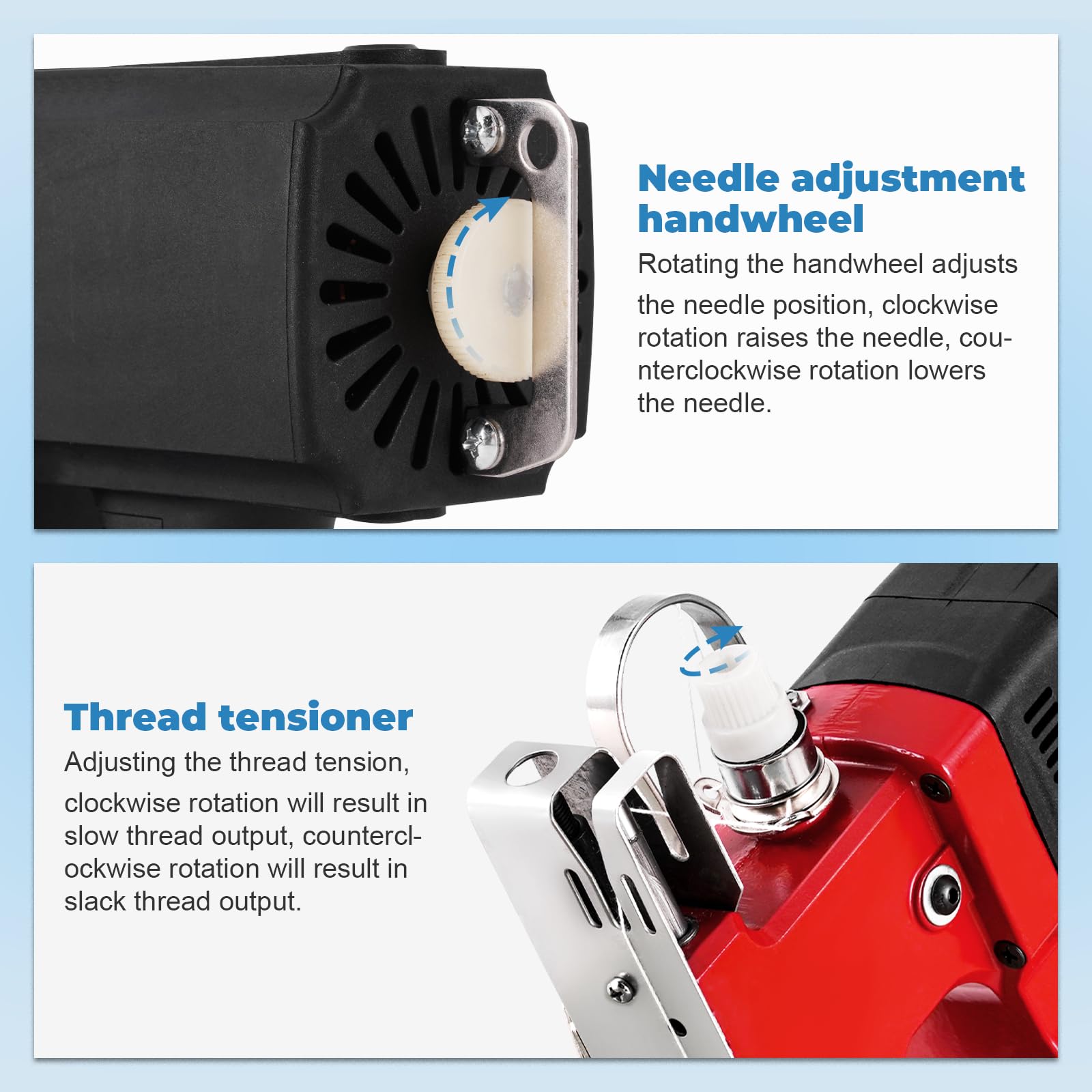 MXBAOHENG Maquinas de Coser para Sacos con cable 230 V 2600 puntadas/minuto Máquina Cosedora de Bolsas con Función Línea de Corte Automática, para Bolsas Tejidas/Arroz/Piel/Plástico/lonas(Rojo)
