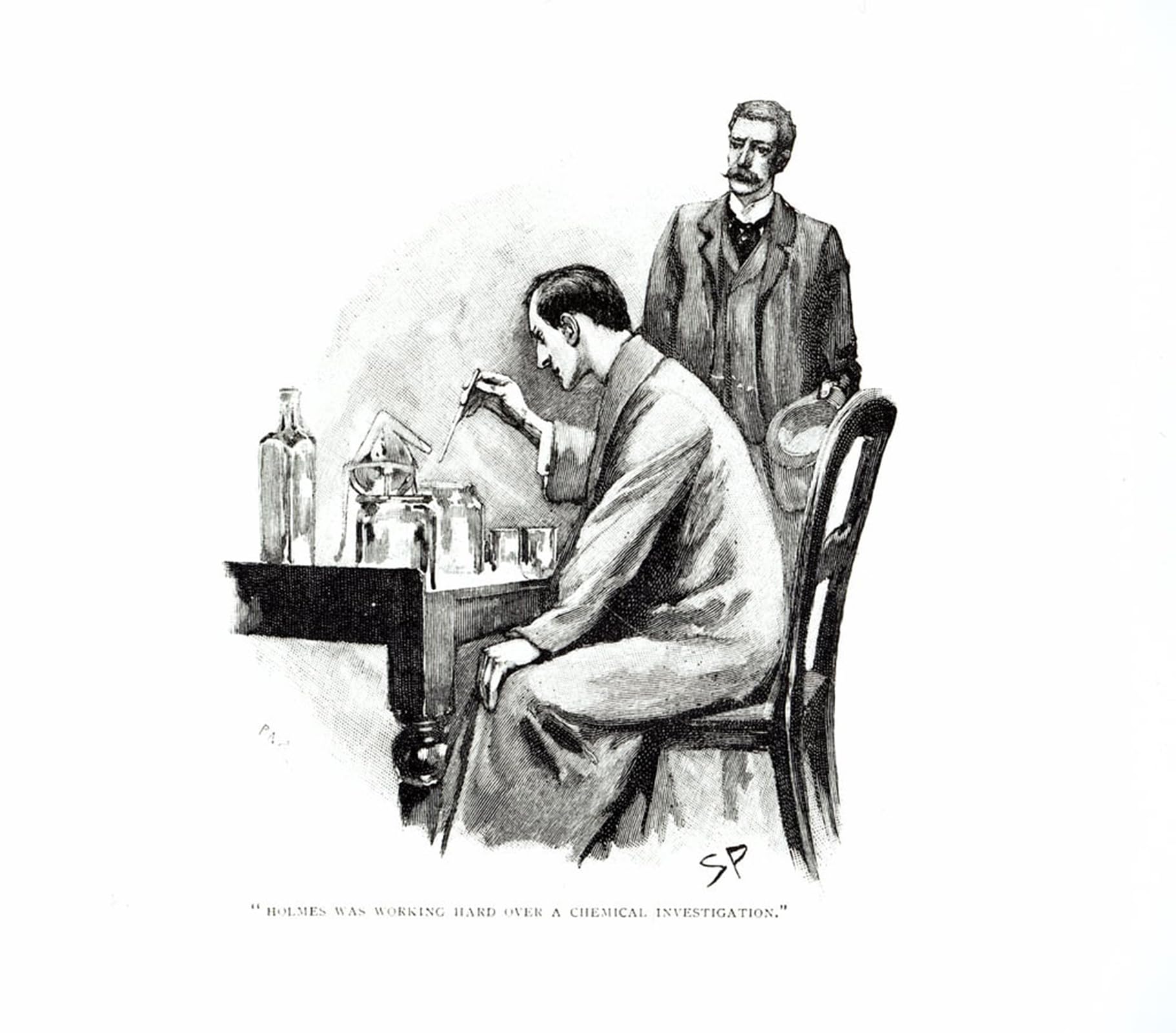 SERENDIPITP Retro Picture Poster Wall Art Pictures Painting Holmes Was Working Hard Over Nvestigation by Sidney Paget Wall Art Canvas Print for Wall Decor 60x90cm