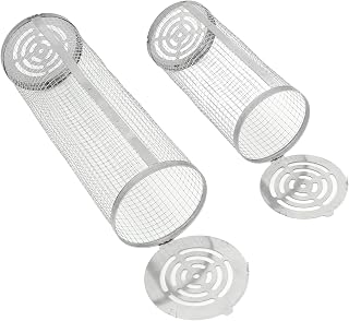 Eulbevoli Tubo de malha para churrasco, cilindro de churrasqueira, aquecimento uniforme, multifuncional, 2 peças, com garfo e gancho para carnes vegetais e frutos do mar