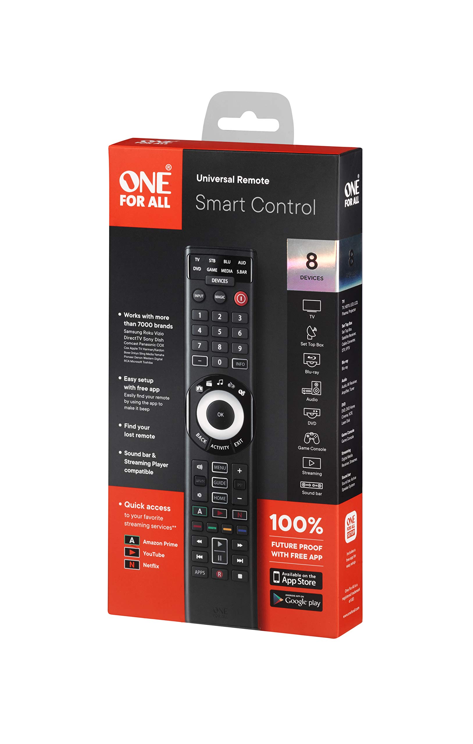 One for All Smart Control 8 Universal Remote Control for 8 Devices with