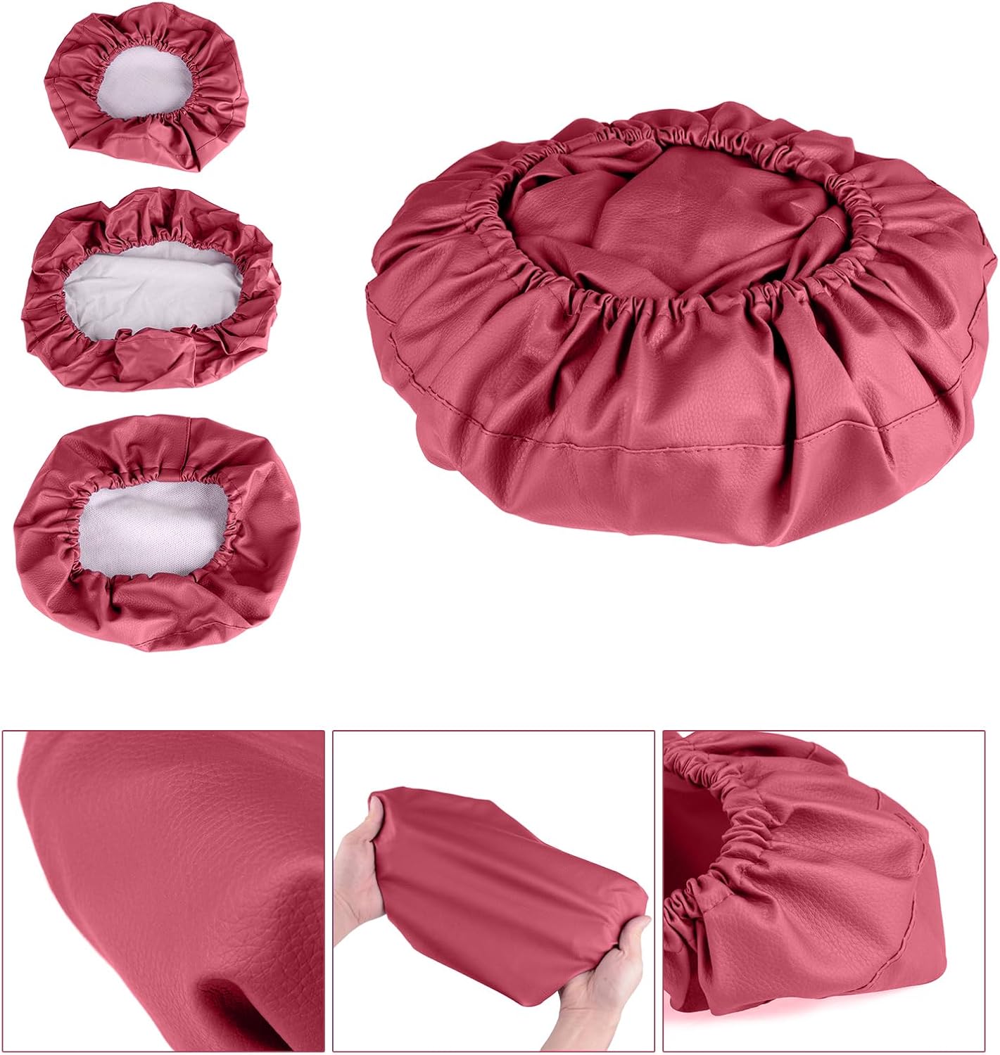 PU Leather Dental Chair Covers – Waterproof Protection, 4 Pcs/Set Dental Office Chair Seat Cover (Purple red)