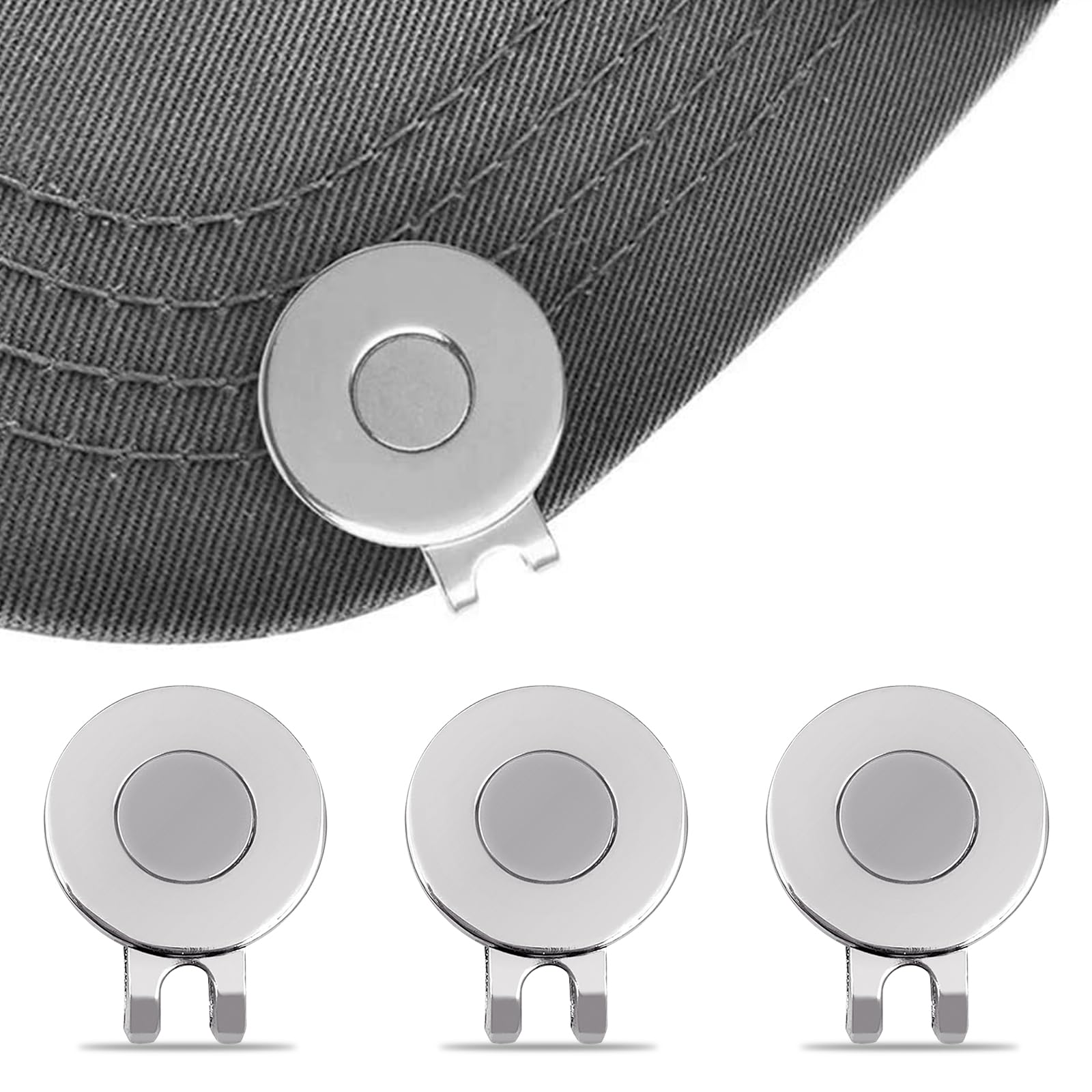 Clip Magnético para Sombrero de Golf, 3 Piezas Marcador de Pelota