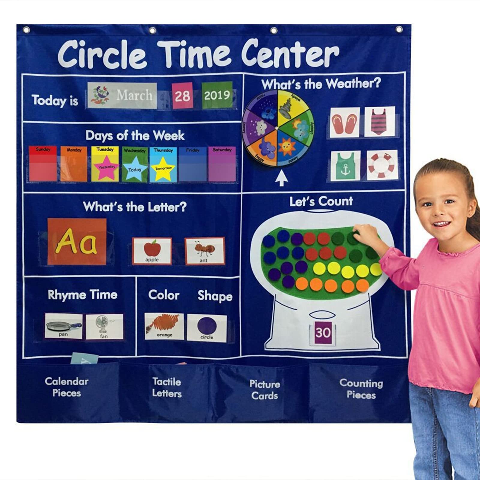 Buy JUKIDS Circle Time Center Pocket Chart Preschool Learning Chart Set