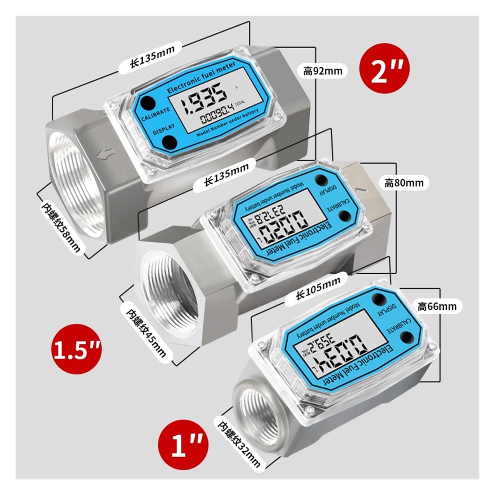 Elektroniczny przepływomierz cieczy 1 Cal .5 2 natychmiastowe skumulacje całkowite(1.5)