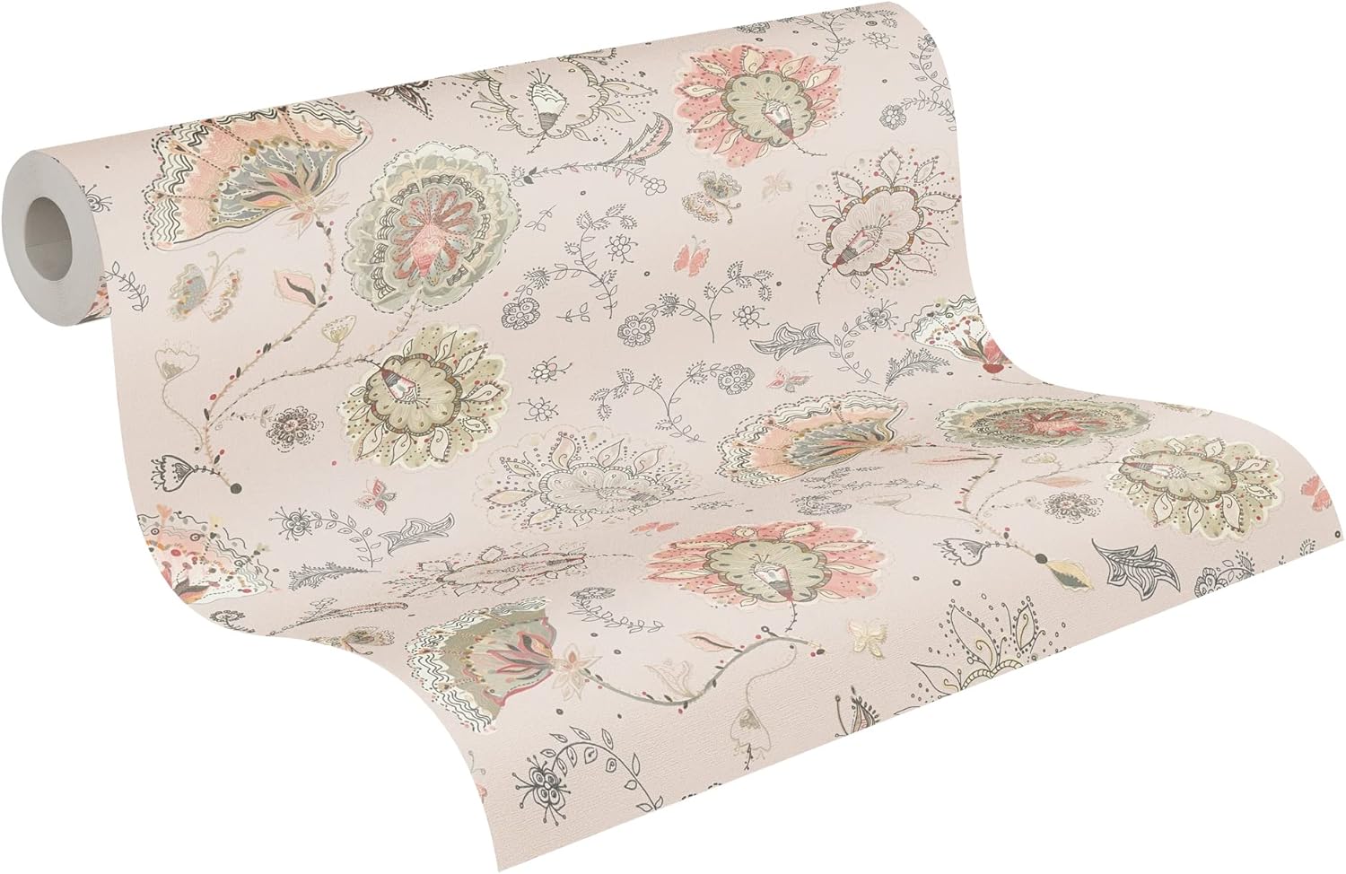 A.S. Creation Livingwalls House of Turnowsky 388994 Wallpaper Flowers Beige Pink Non-Woven Wallpaper 10.05 m x 0.53 m Made in Germany