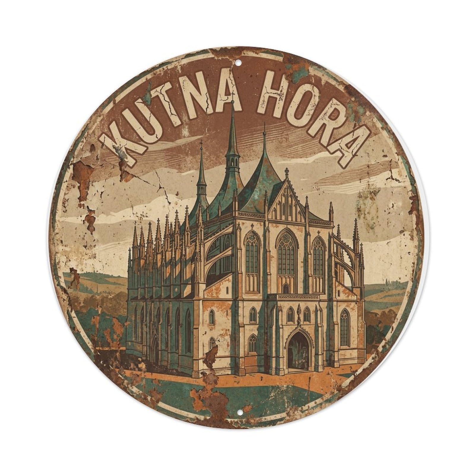 Galvaxio Style Czech Vintage Travel Kutna Hora Metal Tin Sign