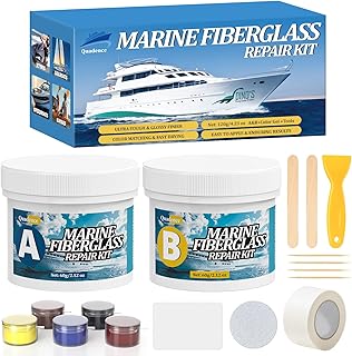 Fiberglass Boat Repair Kit, Marine Fiberglass Repair Kit for Boats, Gel Coat Repair Kit for Boats, Waterproof Epoxy Filler for Fiberglass Boats Fix Holes Chips Pit Cracks (Color Match)
