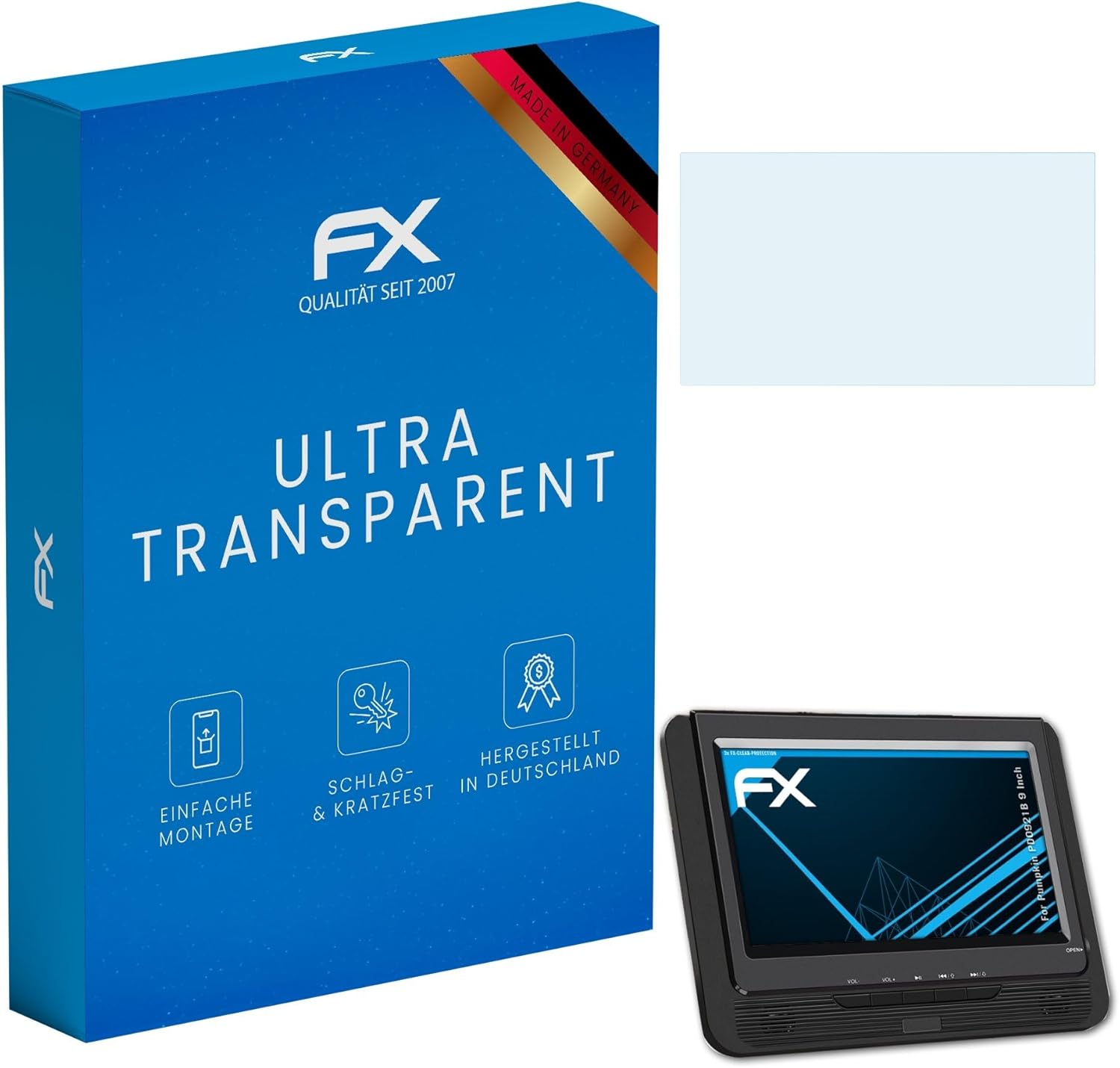 atFoliX Screen Protection Film compatible with Pumpkin PD0921B 9 Inch Screen Protector, ultra-clear FX Protective Film (3X)