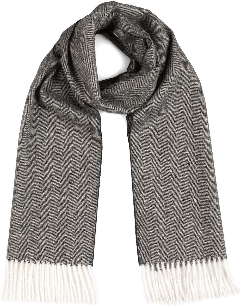 Inca Fashions – Herringbone Alpaca Scarf – 100% Baby Alpaca (Charcoal Herringbone)
