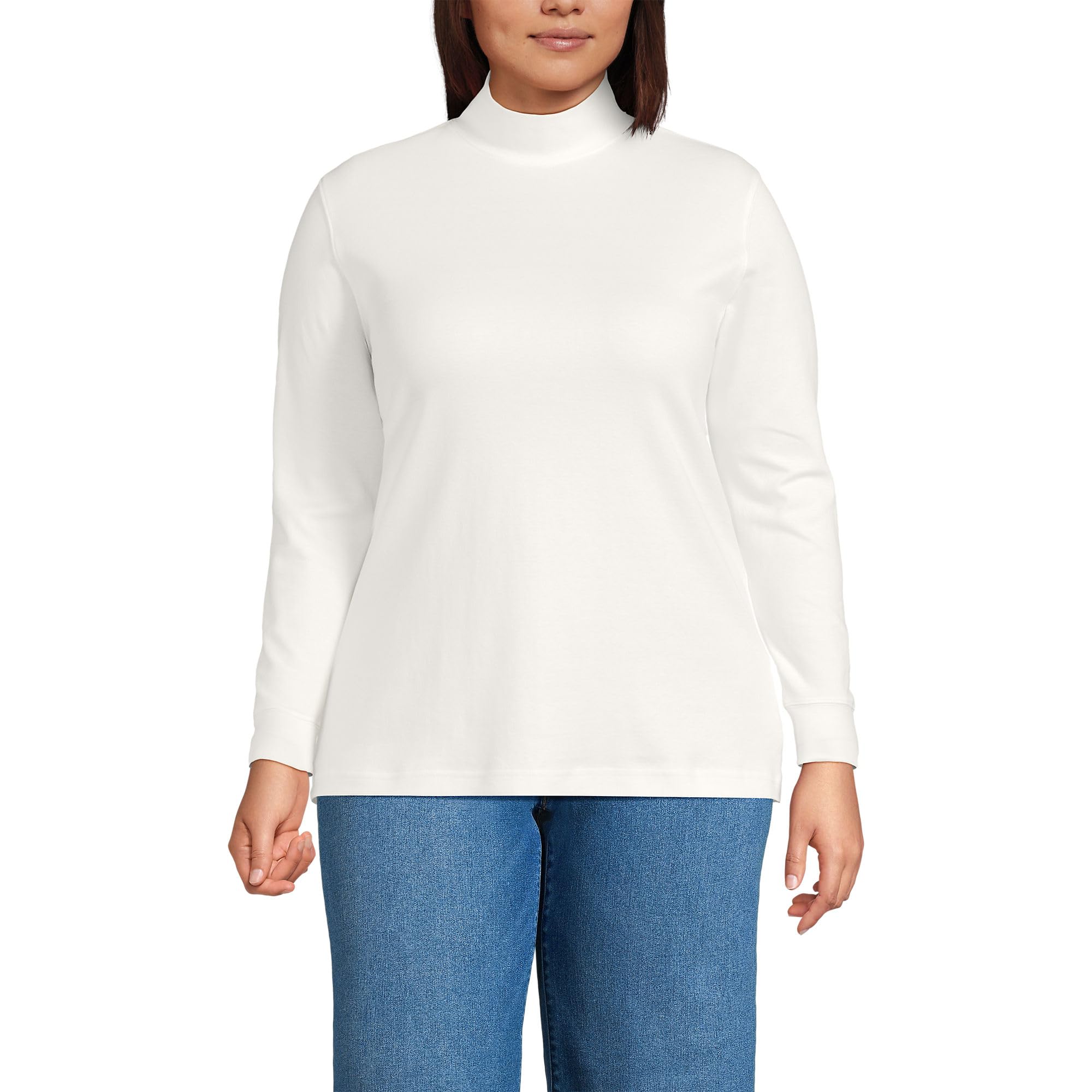 Lands' End Women's Cotton Mock Turtleneck