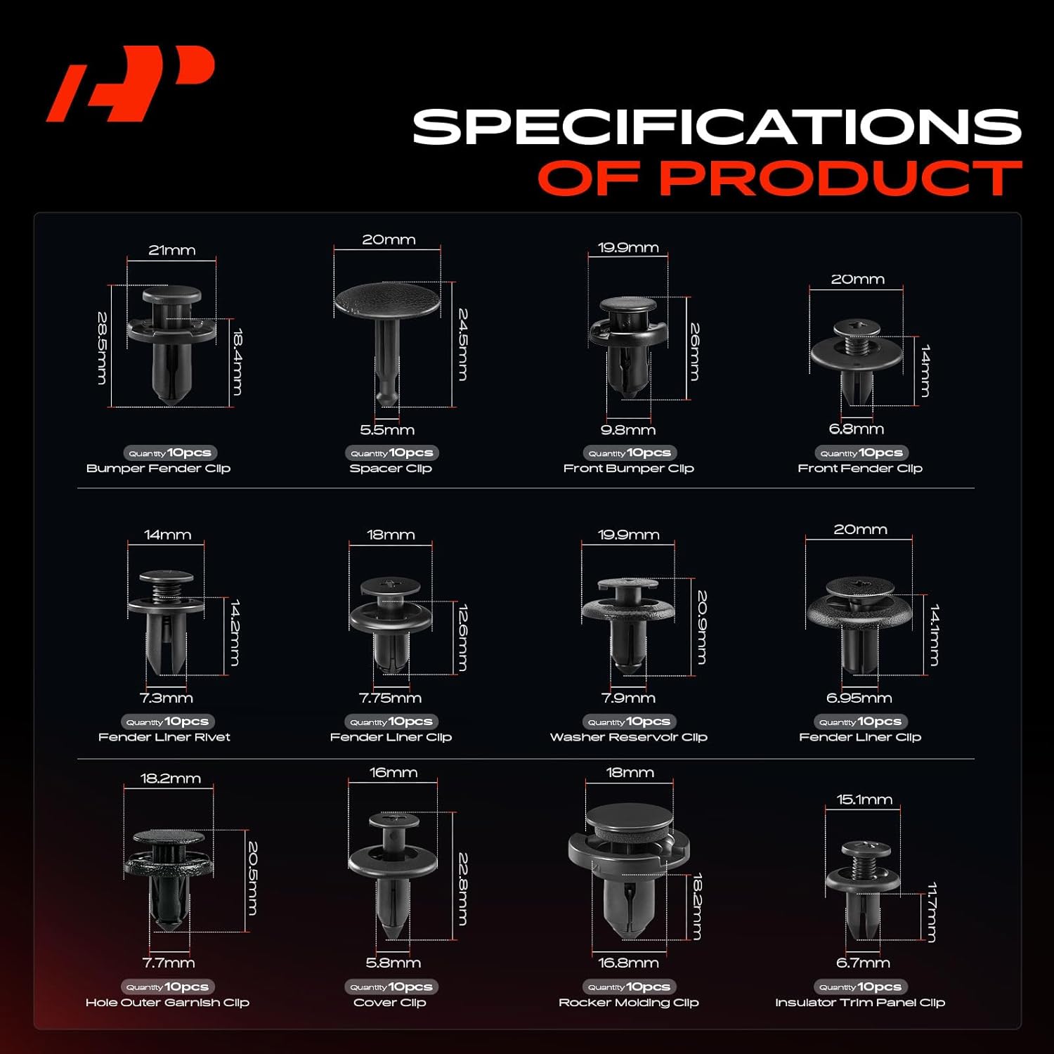 A-Premium 240-Pack (16-Type) Car Retainer Clip Kit Compatible with Subaru B9 Tribeca 2006 2007 Bumper Fender Weatherstrip Auto Push Pin Plastic Rivet Fastener Replacement Set, w/Removal Tool