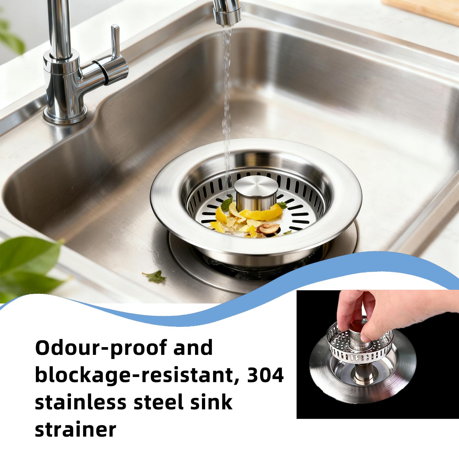 Tappo Universale Per Perdite D'acqua Per Lavello, Filtro Di Scarico Per Lavello In Acciaio Inox Convertitore Di Rimbalzo Nucleo A Spinta Argento 79341191