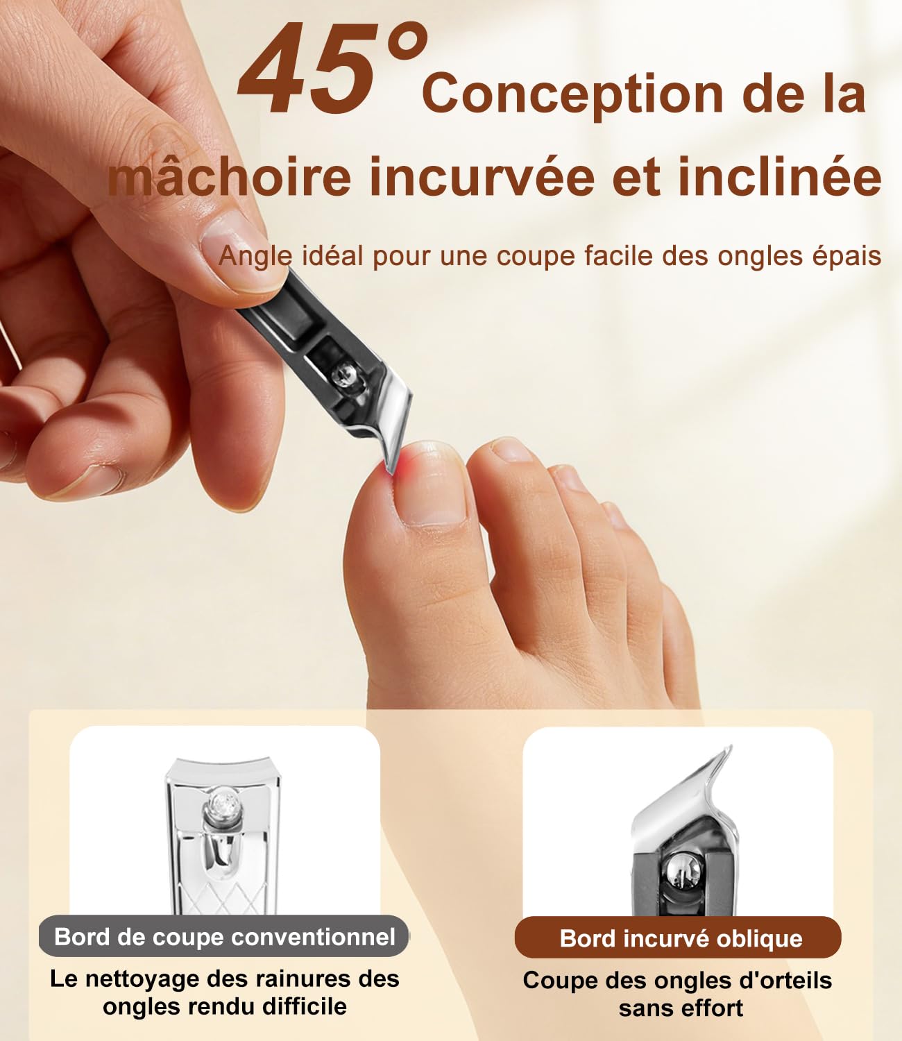 Coupe Ongle Electrique, Coupe Ongles Electrique Pour Pied Avec éclairage Et Fonction De Ramassage Des Ongles Coupés, Comprend Un Coupe-Ongles électrique à 2 Vitesses Et Un Coupe-Ongle - Gris - 5