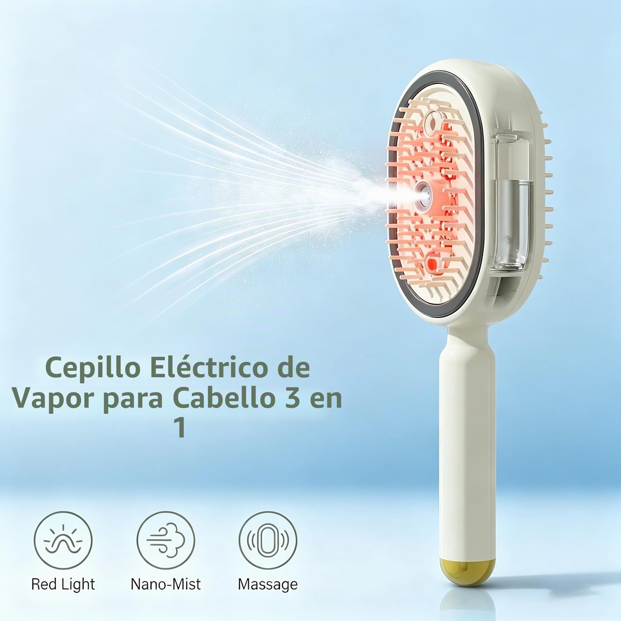 Cepillo de vapor eléctrico, alisador de cabello recargable con aerosol, peine desenredante antiestático 3 en 1 y masaje con cojín de aire, herramienta inalámbrica portátil para alisar el estilo y