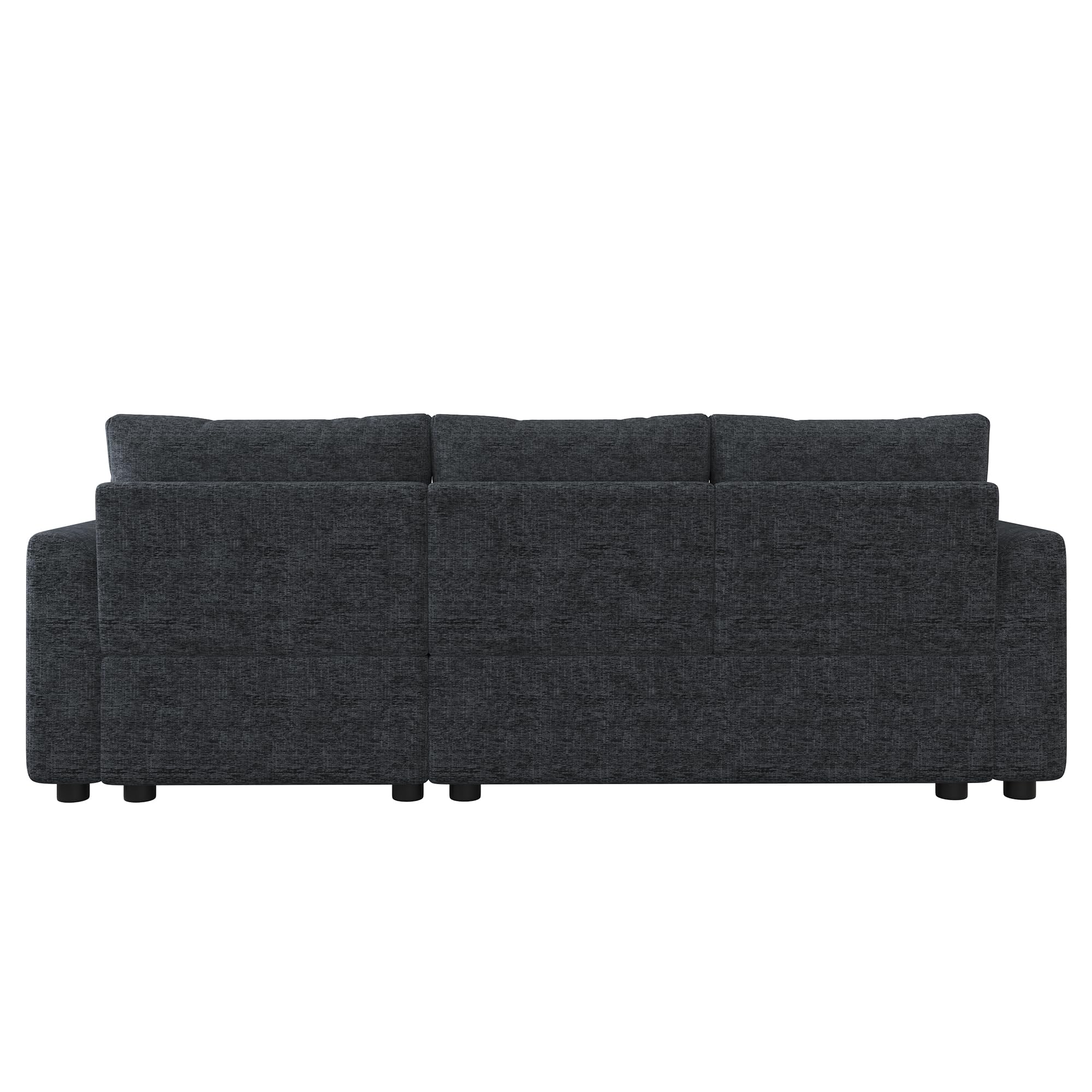 Divano a 3 posti, in ciniglia, grigio, 82,5 x 127 x 204 cm, divano ad angolo trasformabile, a forma di L, con 2 cuscini decorativi, adatto per soggiorno e appartamento