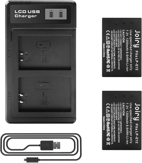 2 X LP-E12 Replacement Battery and LCD Dual Charger Compatible with Canon EOS M100, Rebel SL1, EOS 100D, EOS M, EOS M2, EOS M10 Digital Camera