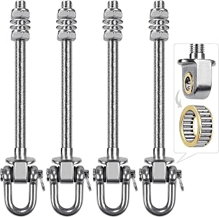SELEWARE Heavy Duty Stainless Steel Swing Hangers with Bearings (Set of 4), Swing Bolts M10 x 9", 1800LB Capacity for Wood & Steel Beams, Yoga Hammock, Porch Swing