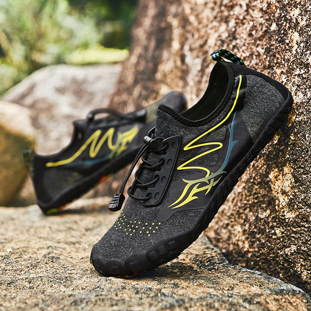 Buty wodne dla mężczyzn i kobiet buty do chodzenia boso sporty wodne buty wodne basen plaża surfing pływanie łódką buty do jogi szybkoschnące antypoślizgowe lekkie buty, - Czarny - 43 EU
