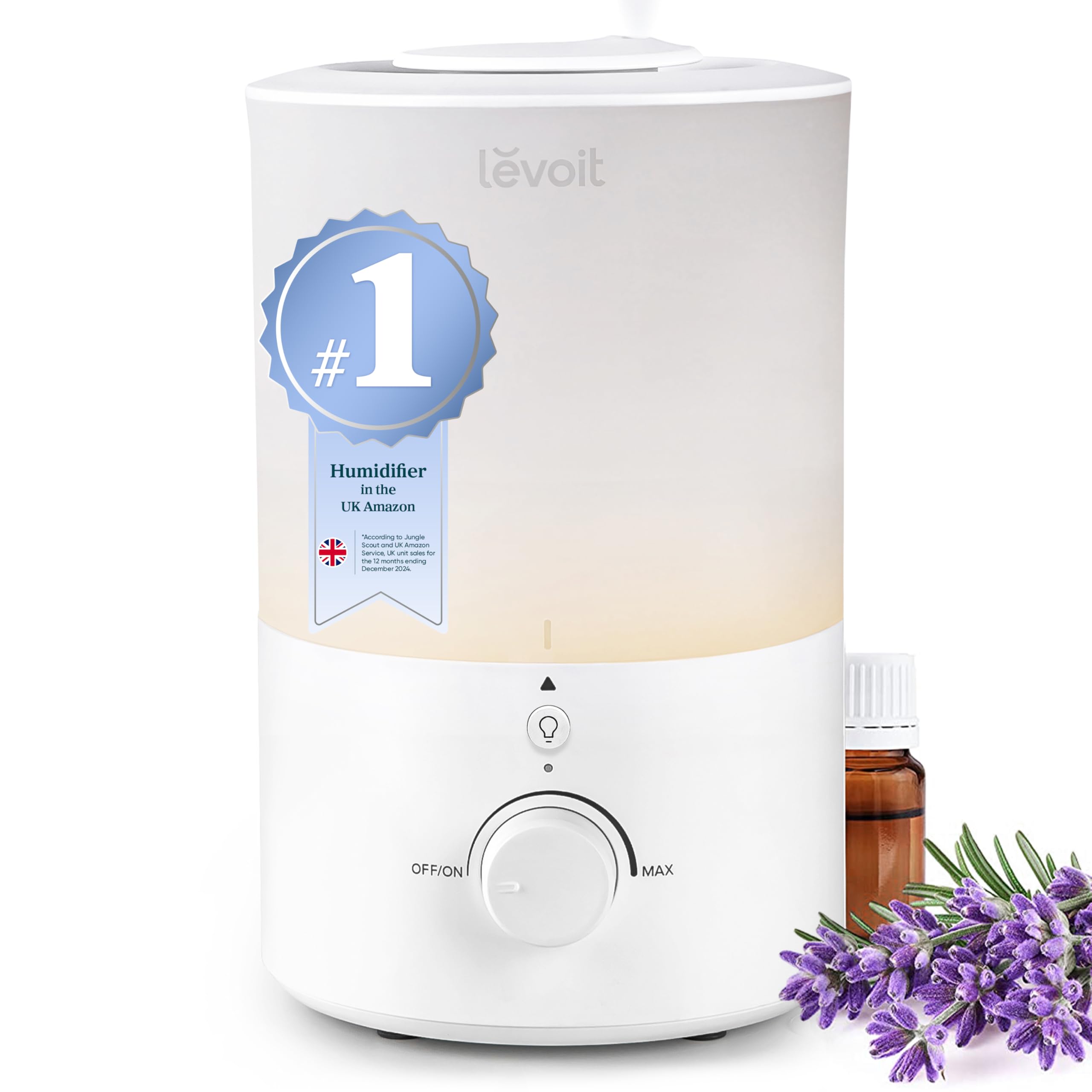 LEVOIT Humidifier for Bedroom, Easy Top Fill, 3L Tank for Large Rooms, Gentle Night Light,...