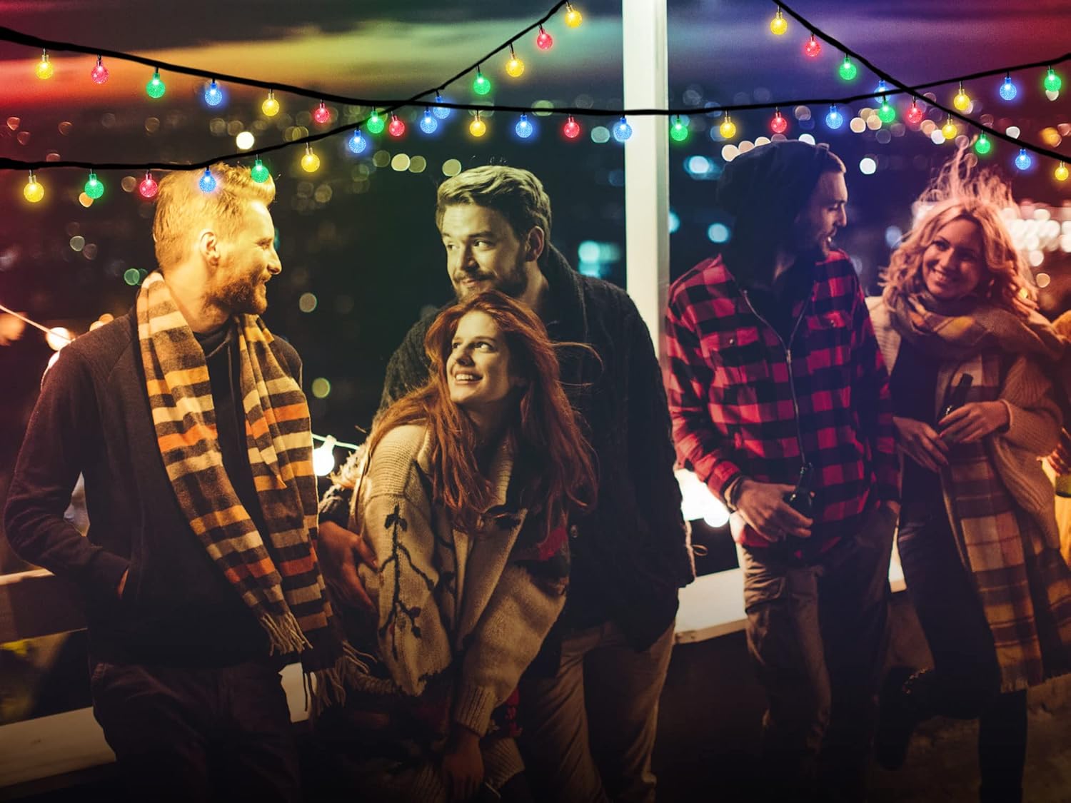 ELINKUME Solar String Lights,50 LEDs 7M/24Ft Multi-Color Crystal Globe 8 Modes Outdoor Garden Patio Porch Waterproof Solar Powered for Wedding Party Decoration