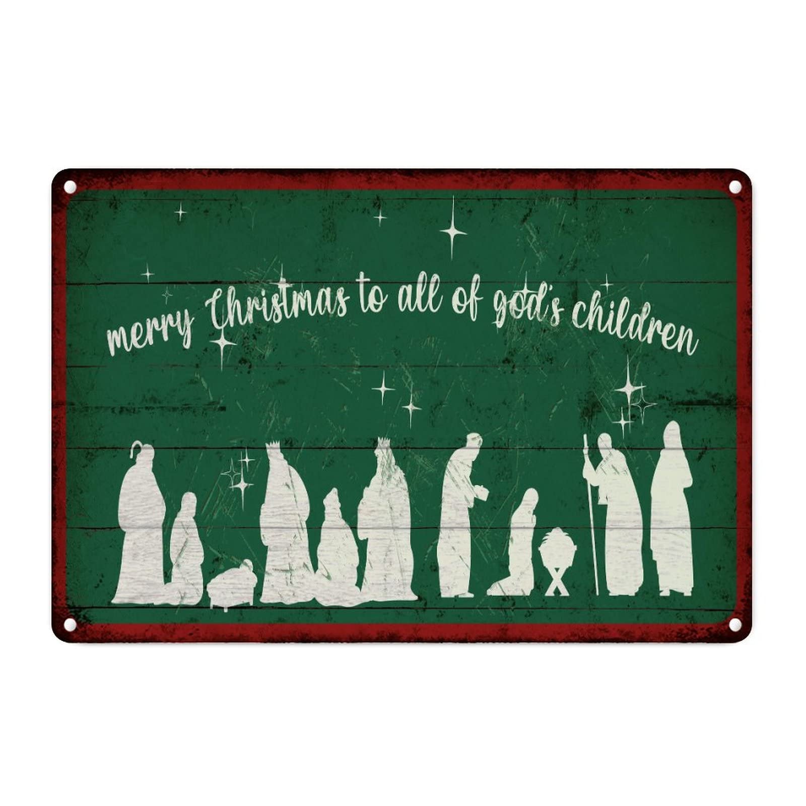 Plaque en métal vert Oh Holy Night, décoration murale de Noël haut de gamme
