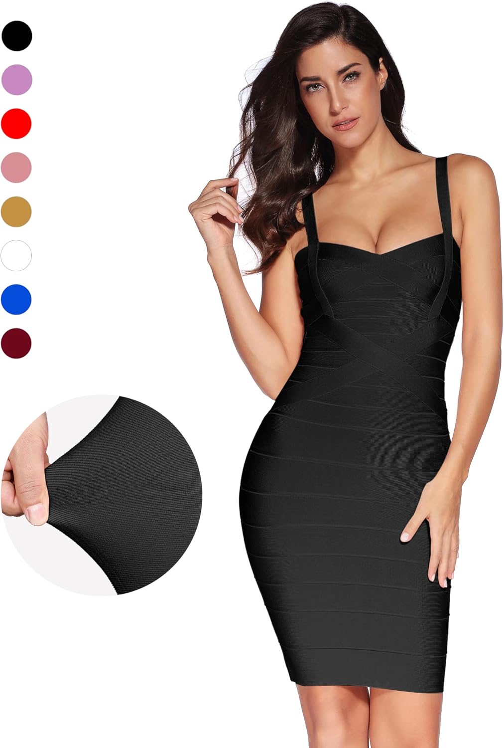 meilun Women's Celebrity Bandage Bodycon Dress Strap Party Pencil Dress - Image 4