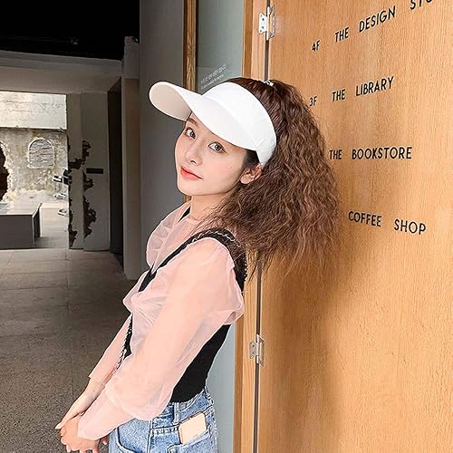 Miniatura 8 de YEKEYI Peluca de cola de caballo, gorra de béisbol con sombreros sintéticos, cabello largo ondulado para mujeres, uso diario en fiestas
