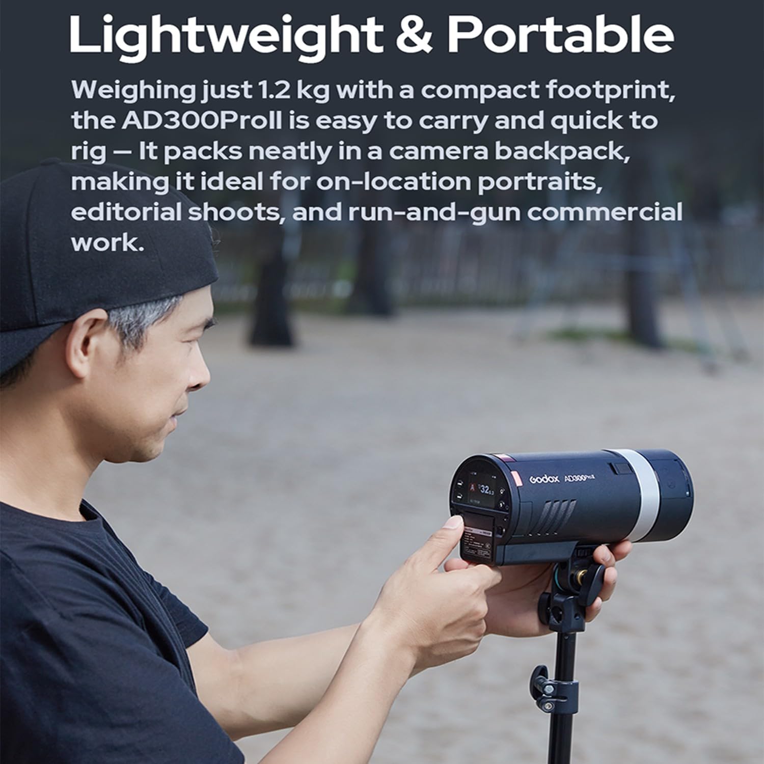GODOX AD300 Pro II AD300Pro II 2.4G TTL1/8000 HSS 300W Outdoor Flash,14.4V/2600mAh Battery,0.01-1.5s Recycle,1.2kg,16 Color Groups,350 Full Power Pop for Canon Sony Nikon Fuji Olympus Panasonic Camera