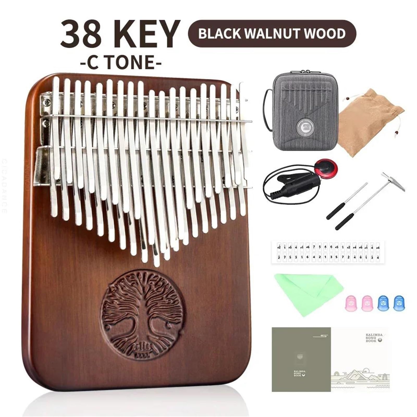 Kalimba For Beginners Professional Chromatic Kalimba 38 Keys Thumb Piano C Key Calimba Keyboard Musical Instruments With Learning Book