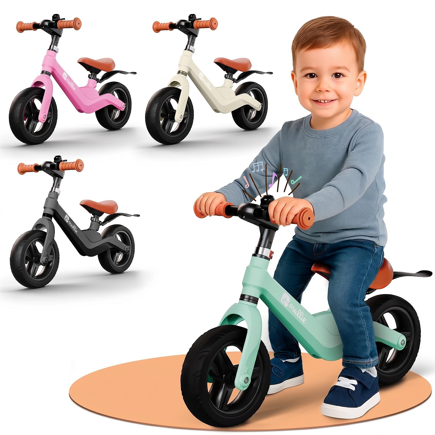 Mallie® Draisienne 2 Ans avec Sonnette - Velo 3 Ans, Velo 2 Ans, Draisienne 3 Ans - Vélo Enfant 2 Ans, Draisiennes Bebe, Draisiennes 4 Ans - Balance Bike