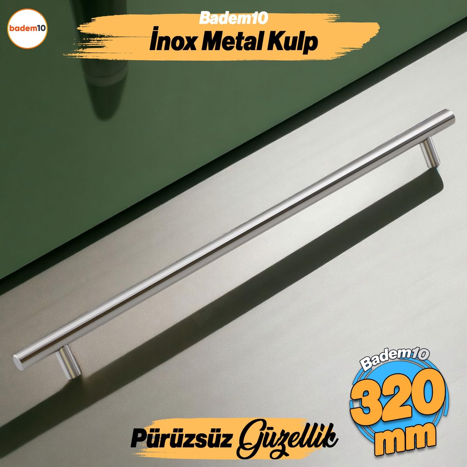 Rosemary İnox Metal Kulp (320 MM-32 CM) Mobilya Mutfak Çekmece Dolap Dolabı Kulpu Kulbu Kulpları