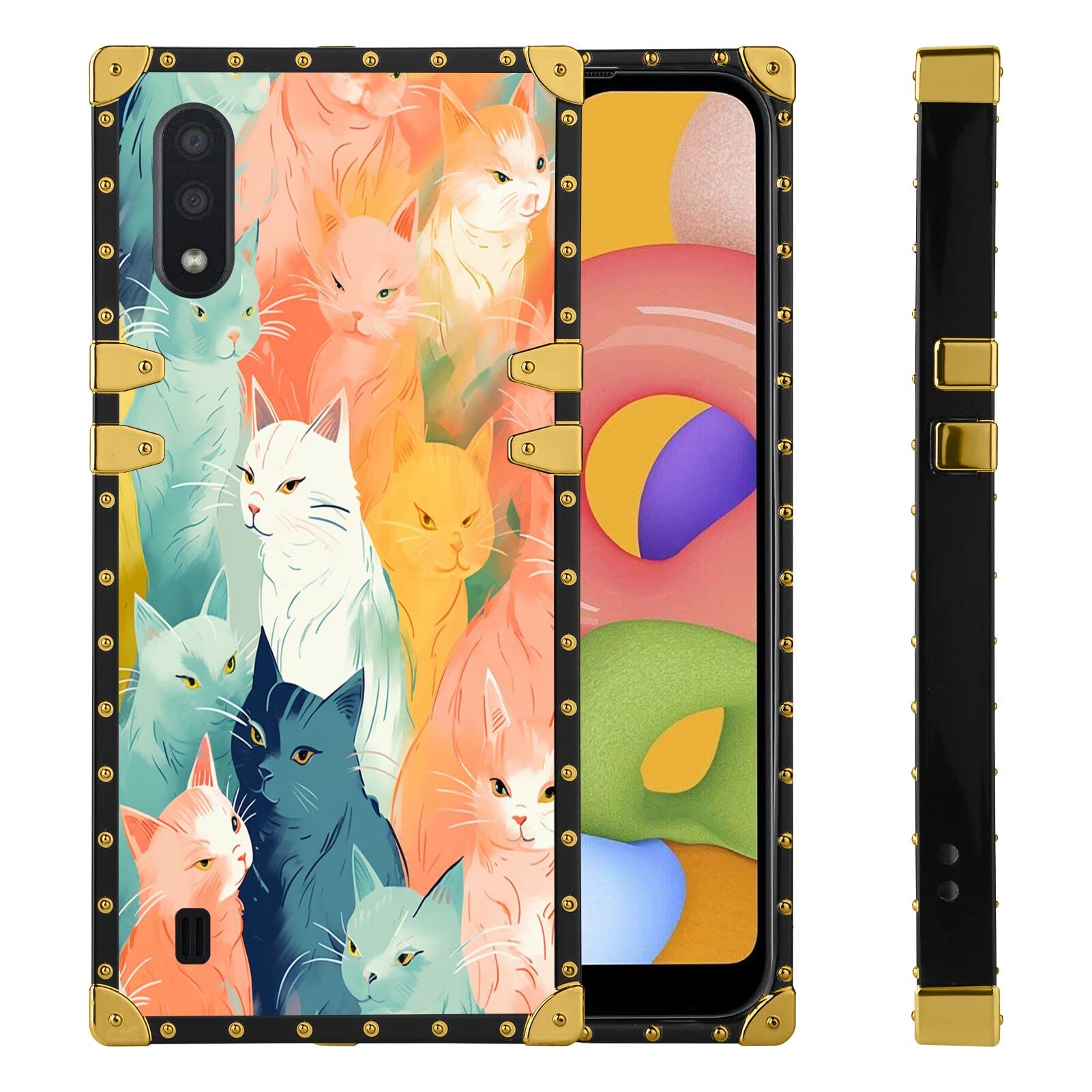 Mobile Phone Case for Samsung Galaxy A01 with Cute Cats Print Art-10 Pattern Slim Soft TPU Corner Shockproof Protection Bumper Back Cover