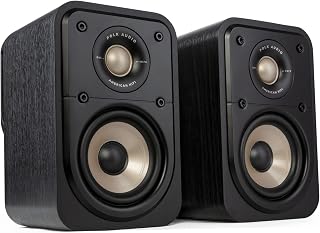 Polk Signature Elite ES10 Bookshelf Speakers Pair - Hi-Res Audio Certified, Dolby Atmos DTS:X Compatible, Power Port Bass (Black)