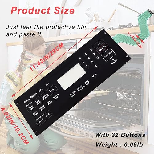 Miniatura 7 de Interruptor de membrana de rango DG34-00020A Touchpad compatible con hornos Samsung Electric Ranges, reemplaza AP5623392, PS4240764, para