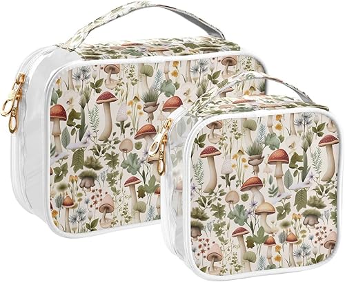 Miniatura 2 de Mushroom Plant Clear Toiletry Bag for Traveling,2 Pack Makeup Cosmetic Bag with Zipper,Travel Bag for Toiletries,Travel Essentials 21214615