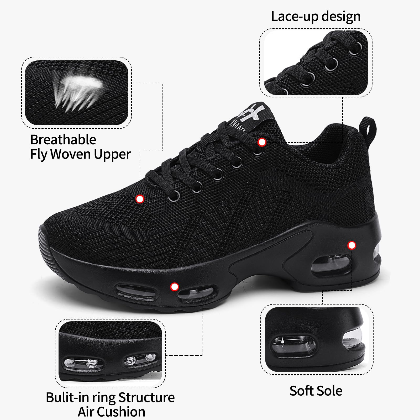 Scarpe da corsa da donna, scarpe da ginnastica ortopediche, traspiranti, da jogging, leggere, antiscivolo, con imbottitura ad aria, scarpe da corsa da palestra, scarpe da corsa