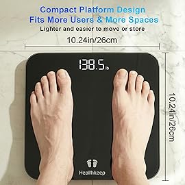 Digital Bathroom Scale for Body Weight: High-Precision 4-Sensor Accuracy, LED Display, 400lb/180kg Capacity, Safe Rounded Corners, Batteries Included