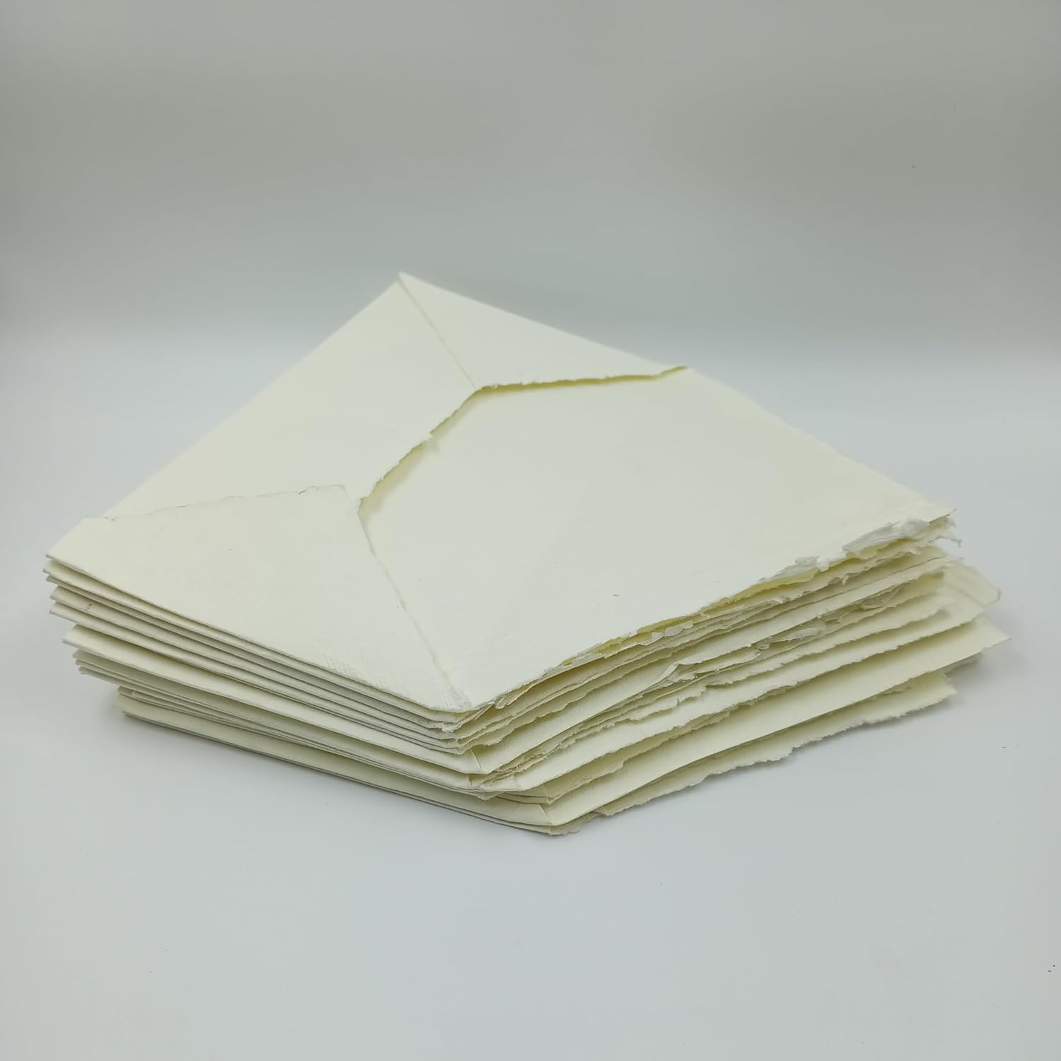 Handmade Cotton Paper Envelopes Deckle Edge for Invitations -Thick 150 GSM Recycled Khadi Paper, Size: 6.5 x 4.5", Pack of 50- (ENVL-6.5x4.5-50)