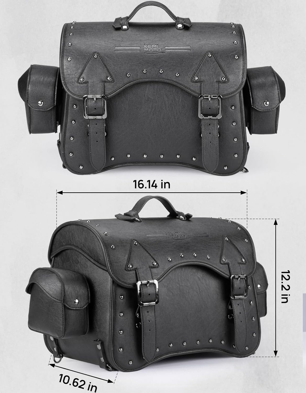 KEMIMOTO Motorcycle Luggage Bag 30L Leather Tail Bag Upgrade Waterproof Travel Foldable Rear Rack Pannier with Straps - Image 3